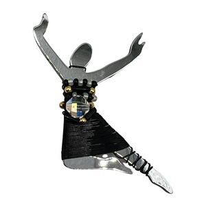 Liztech Ballerina Dancer Brooch Mirror Crystal Bead Jewelry